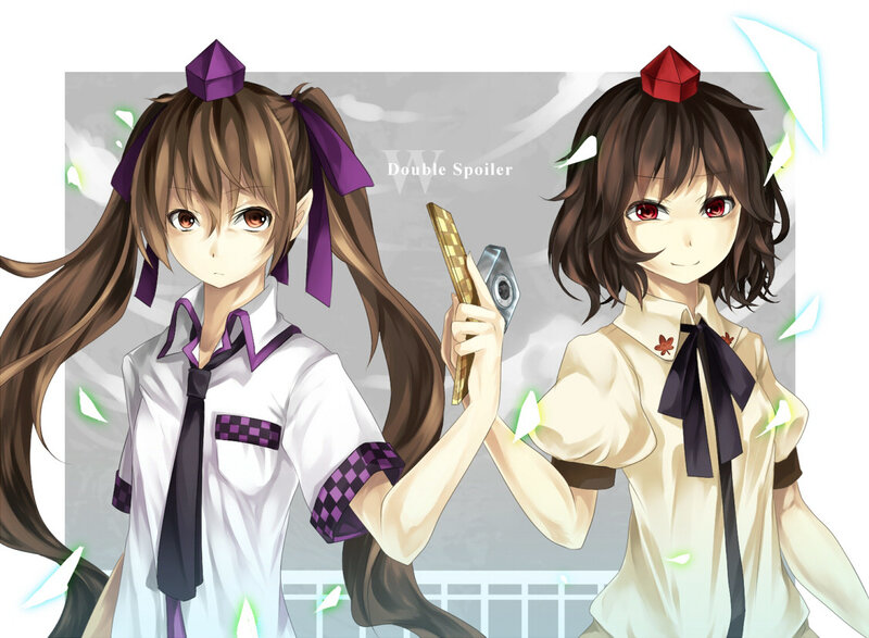 Two Anime Girls — White, Playful, School Uniforms