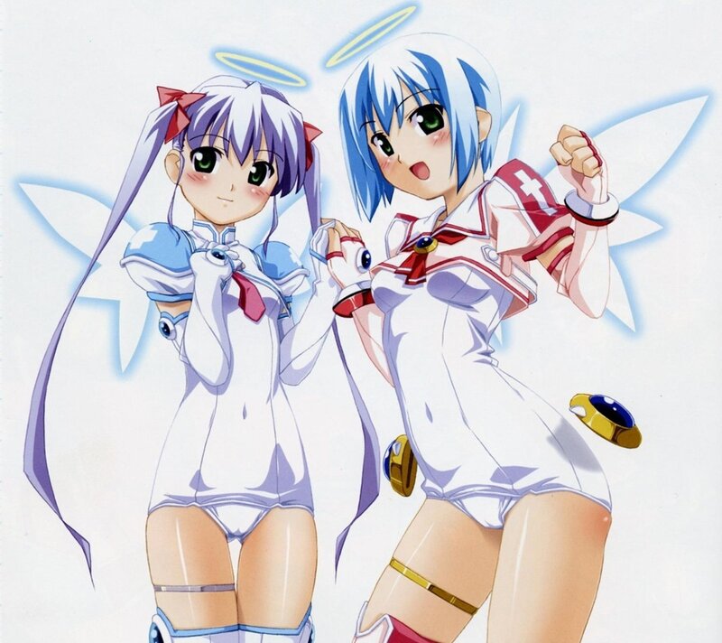 Two Anime Girls — White, Playful