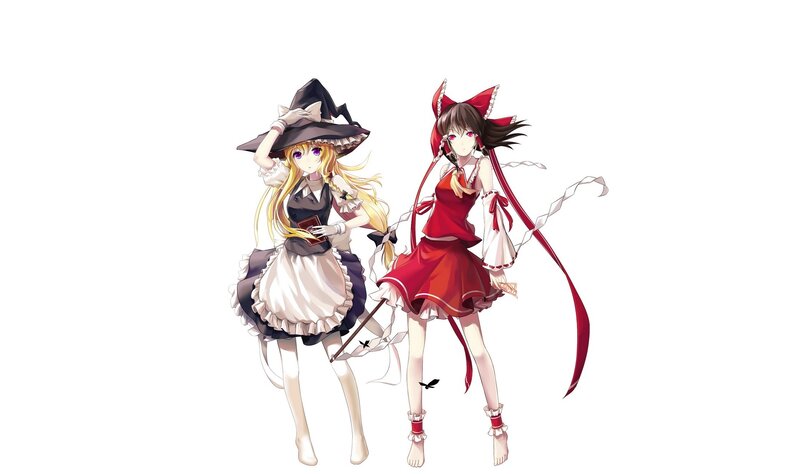 Two Anime Girls — White, Playful, Witch Hat