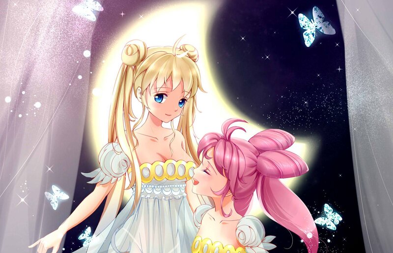 Two Anime Girls — White, Serene, Night