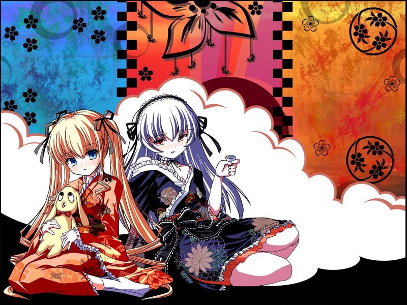 two anime girls with a bunny