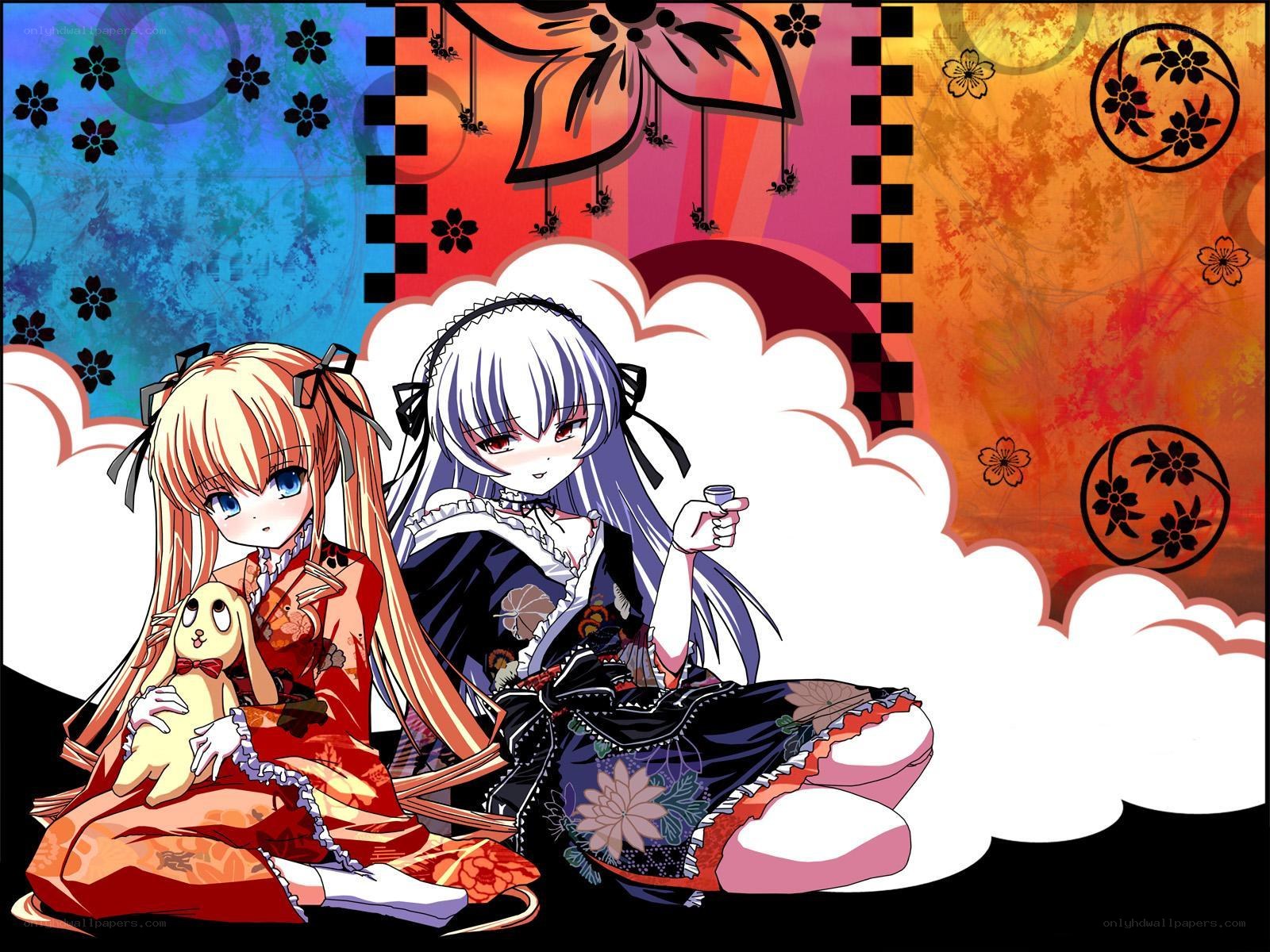 two anime girls with a bunny