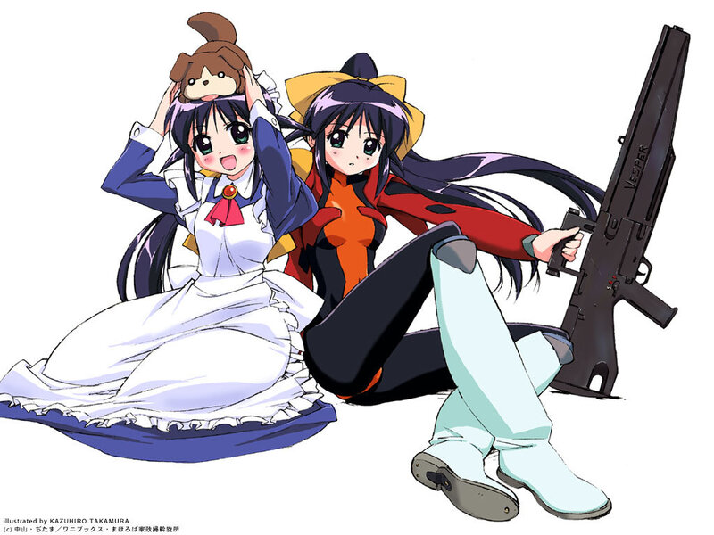 Two anime girls with a gun
