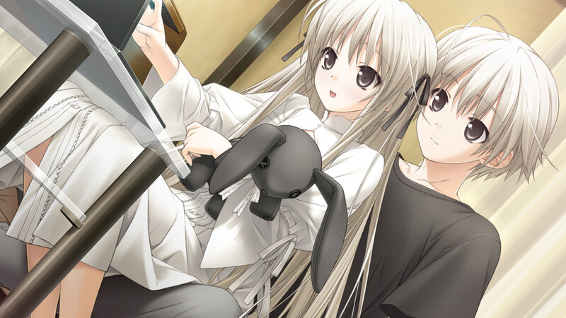 Two anime girls with a plush toy
