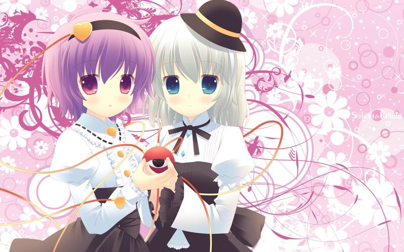 Two anime girls with a red orb