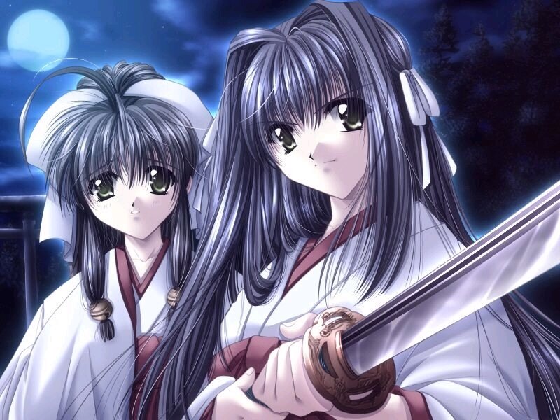 Two anime girls with a sword