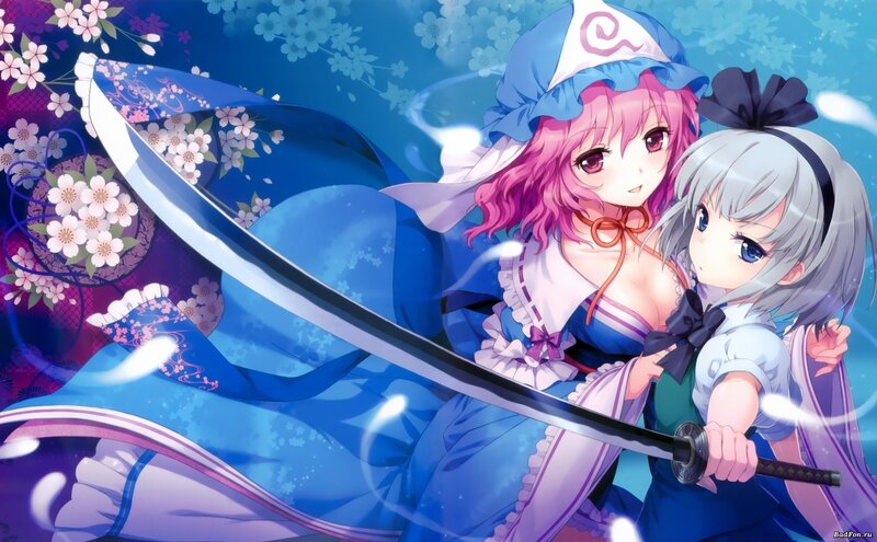 Two anime girls with a sword