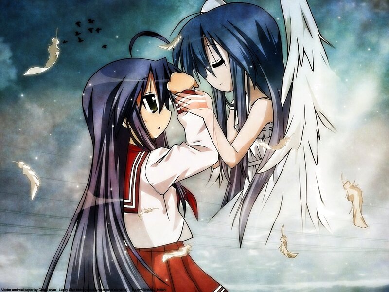 Two anime girls with angel wings