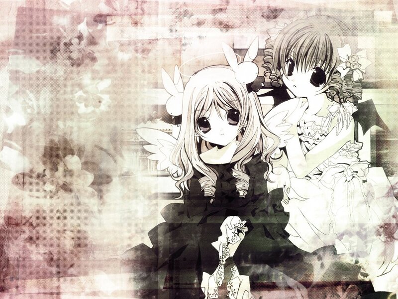 Two anime girls with angel wings