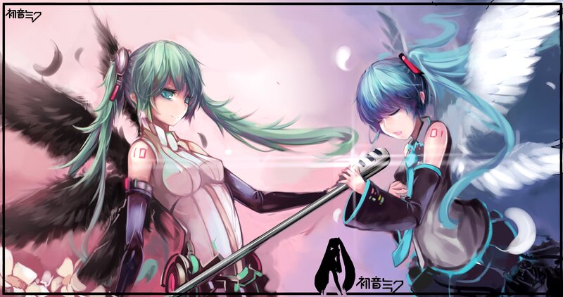 Two anime girls with angel wings