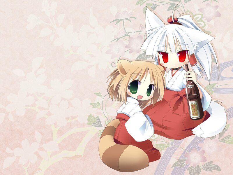 two anime girls with animal ears