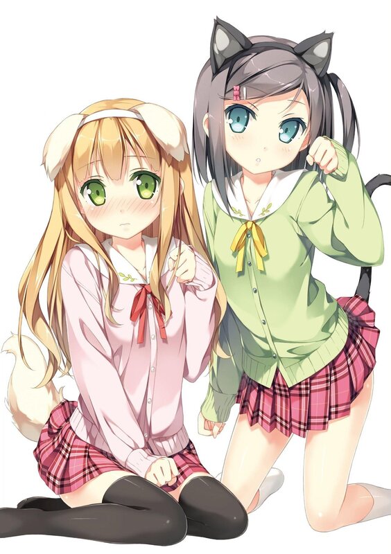 two anime girls with animal ears