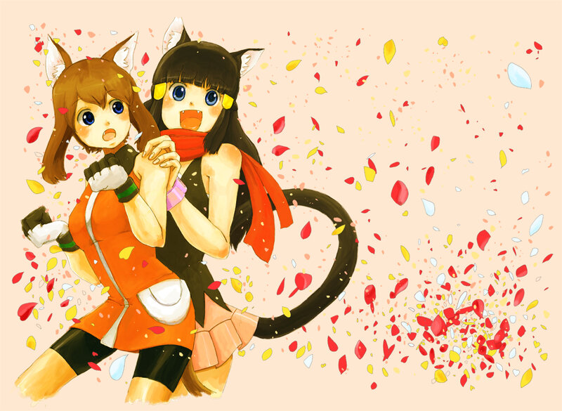 two anime girls with animal ears