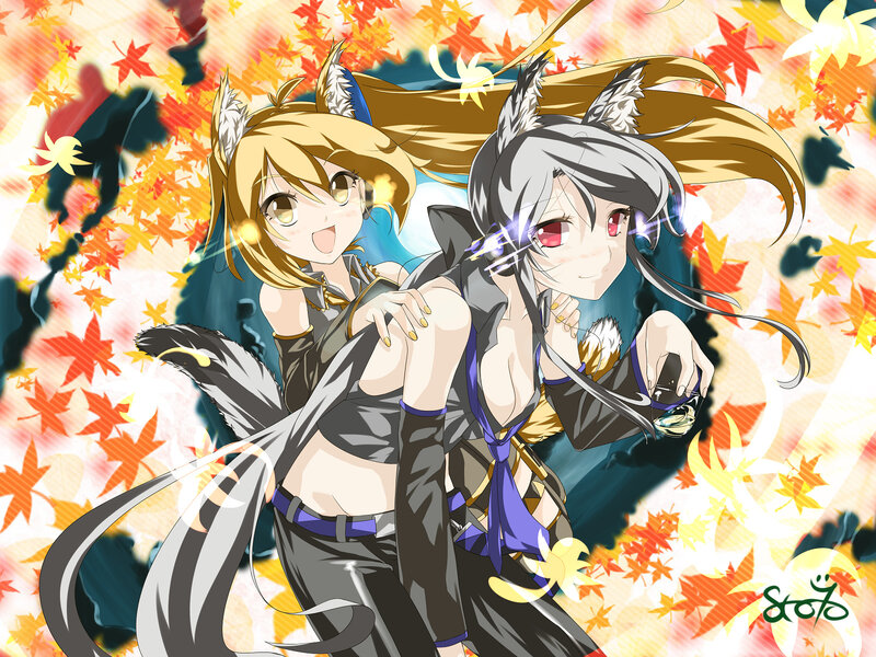 Two Anime Girls with Animal Ears — Orange