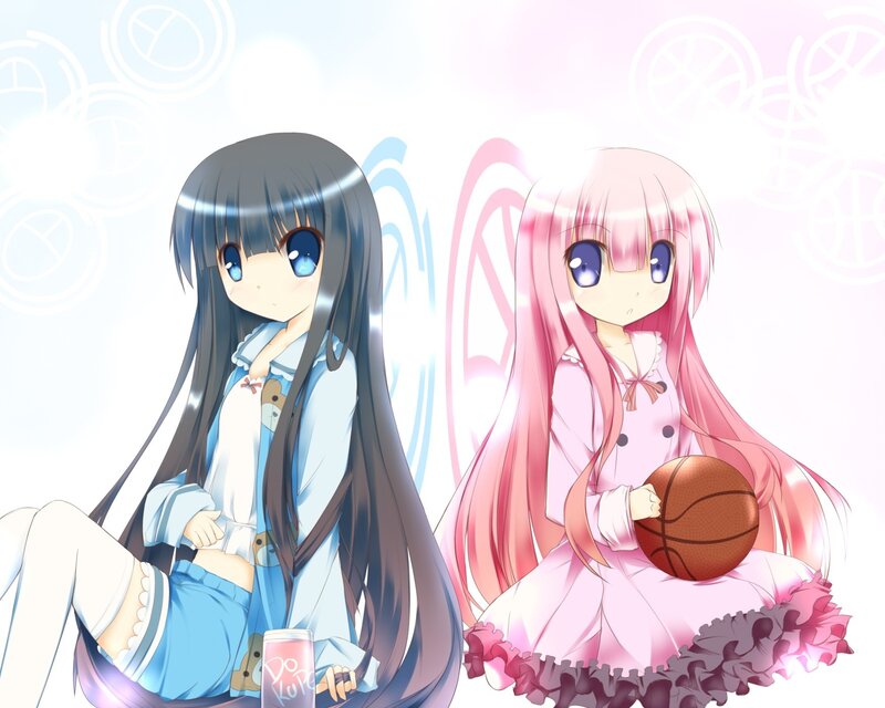 Two anime girls with basketball