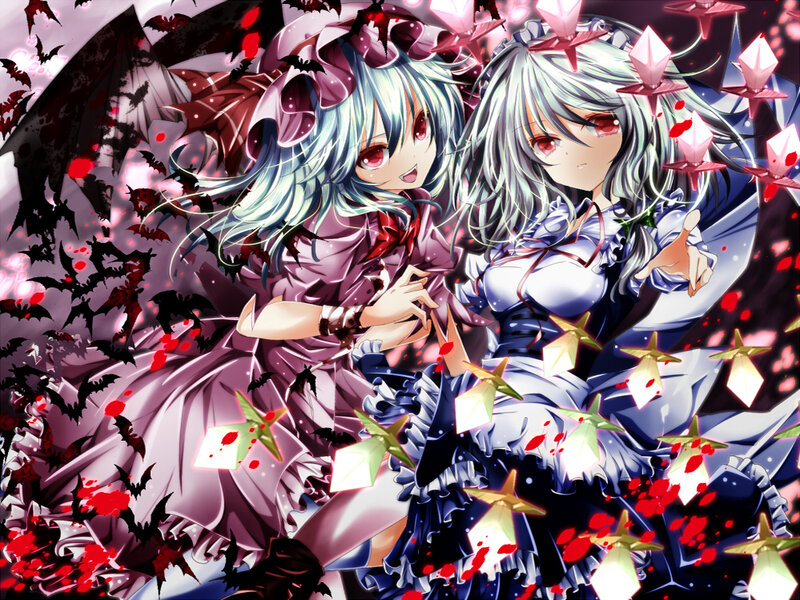 Two Anime Girls with Bats — Purple