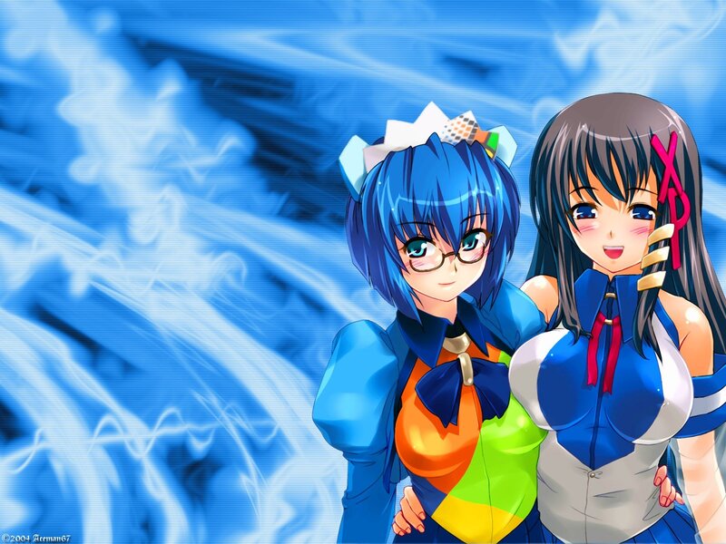 Two anime girls with blue hair