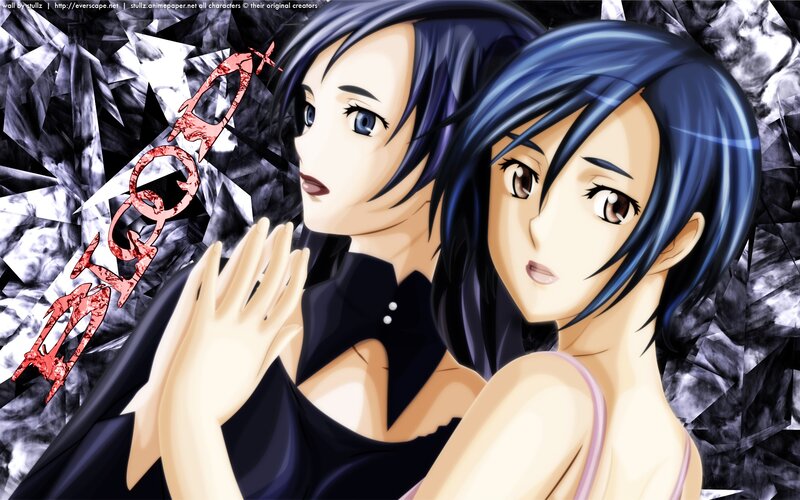 Two anime girls with blue hair