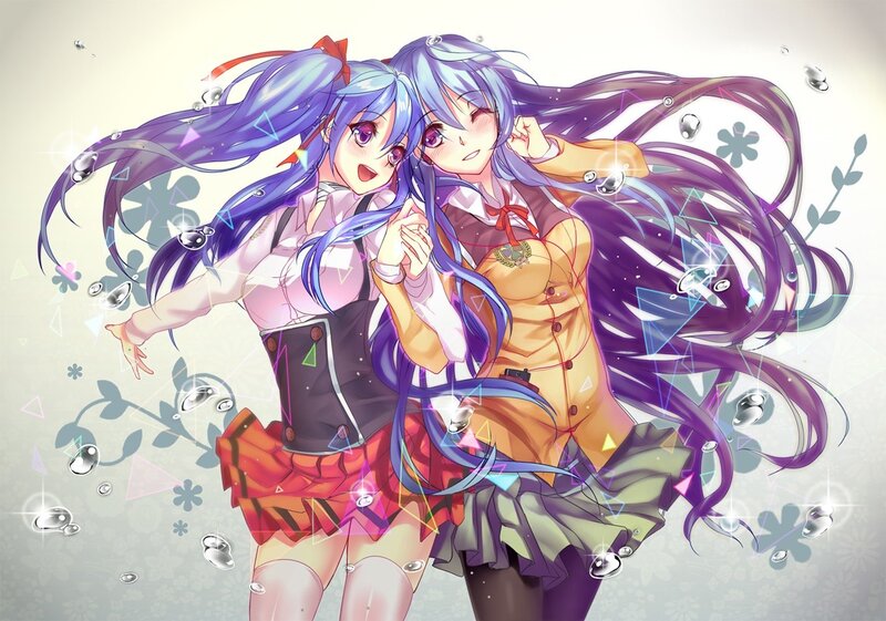 Two anime girls with blue hair