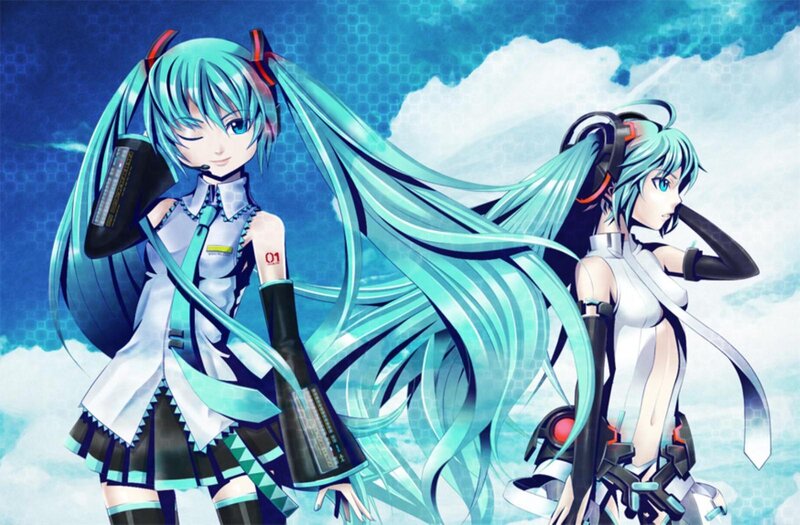 Two Anime Girls with Blue Hair — Dramatic