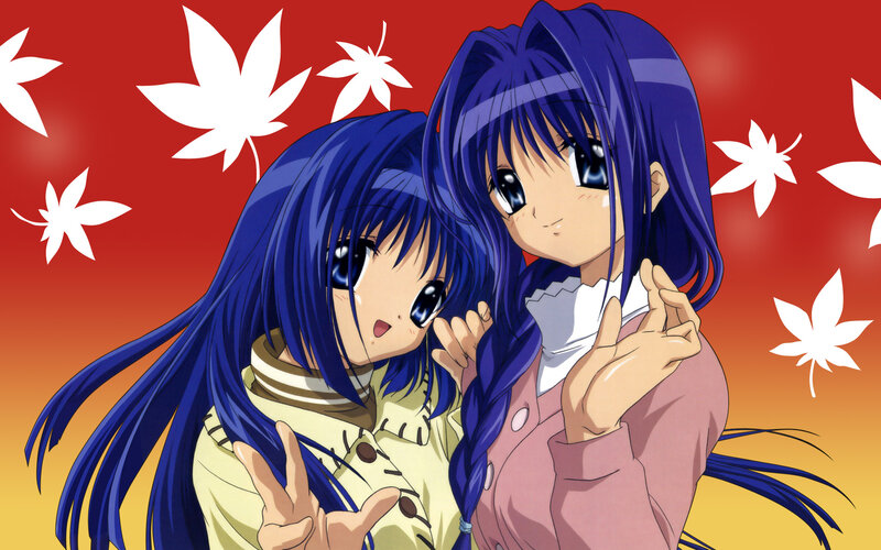 Two anime girls with blue hair