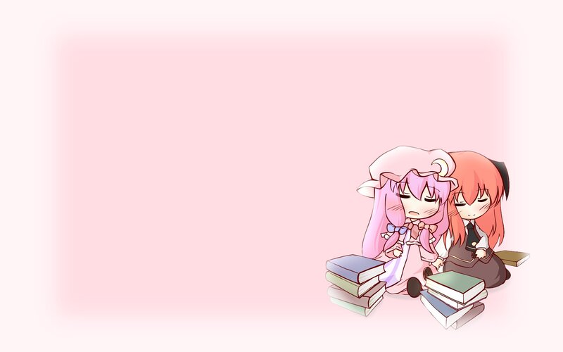 Two Anime Girls with Books — Pink