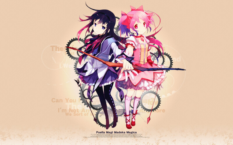 Two Anime Girls with Bows — Pink