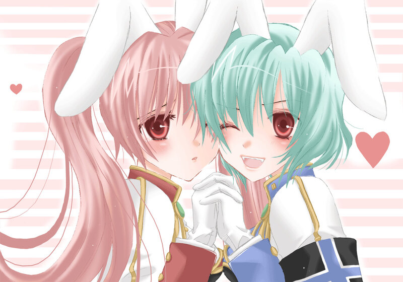 two anime girls with bunny ears