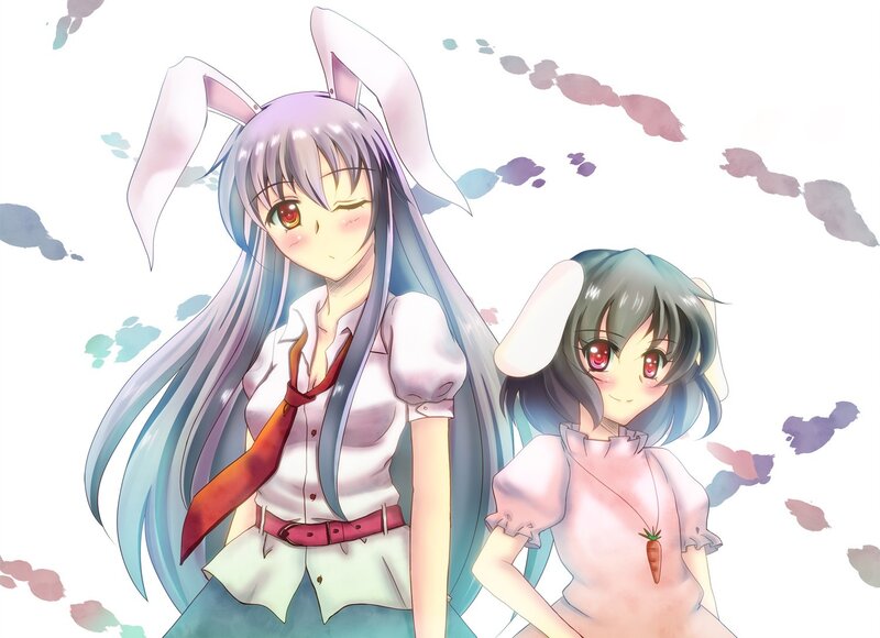 two anime girls with bunny ears