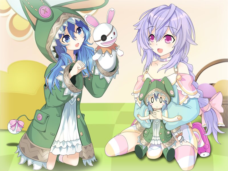Two Anime Girls with Bunny Hats