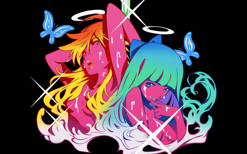 two anime girls with butterflies