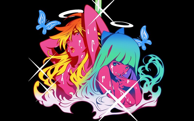two anime girls with butterflies