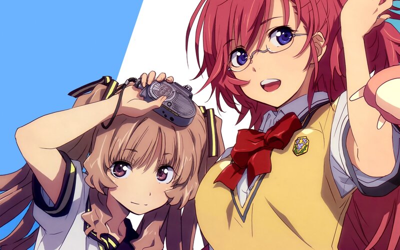 Two Anime Girls with Camera — Blue