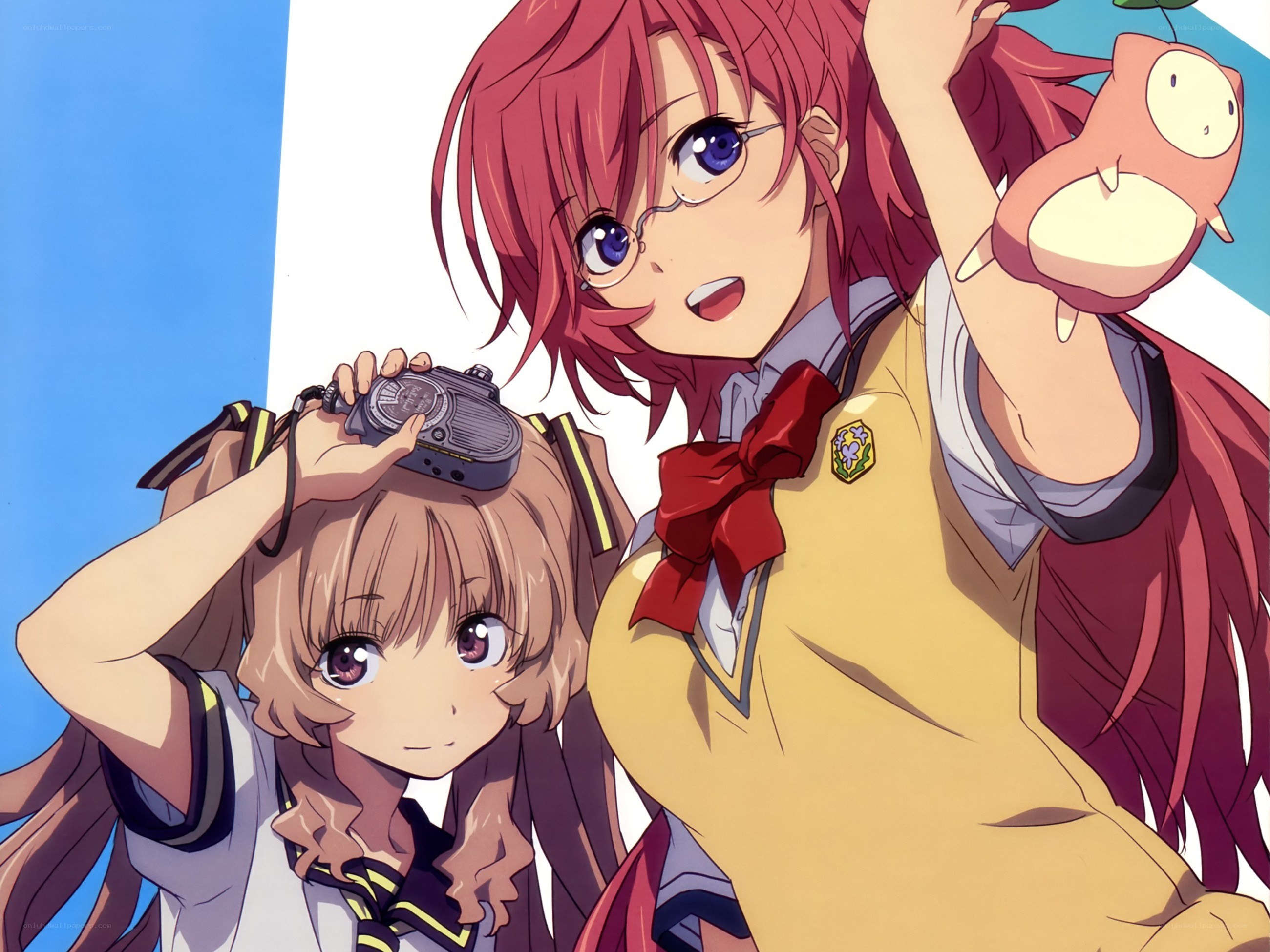 Two anime girls with camera