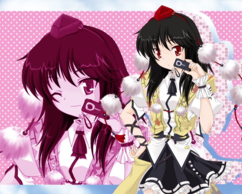 Two anime girls with cameras