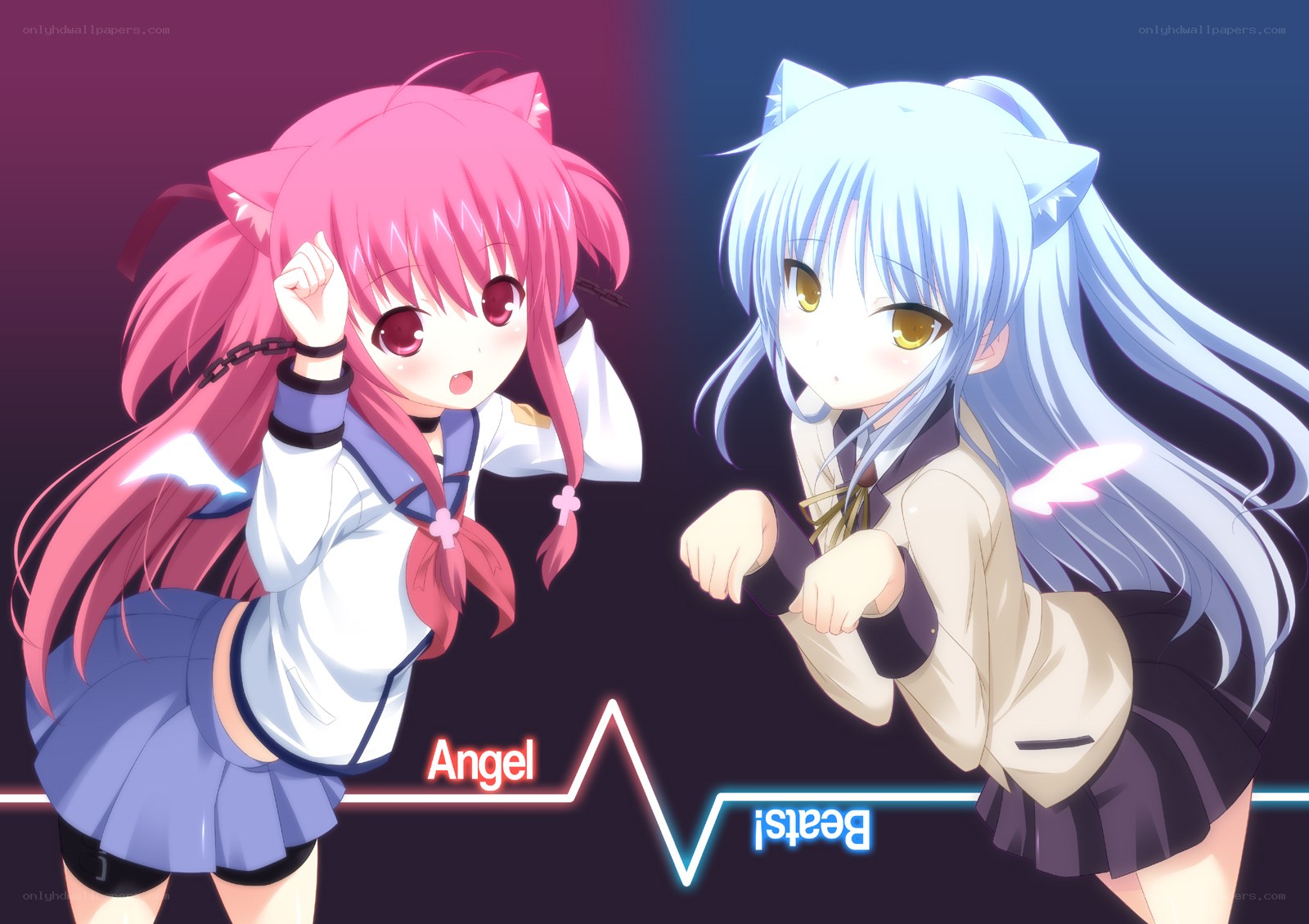 two anime girls with cat ears