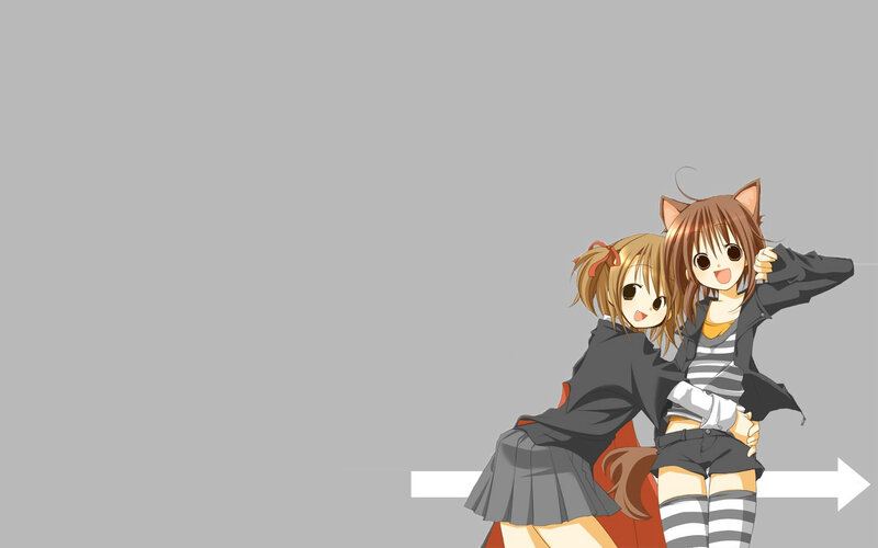two anime girls with cat ears