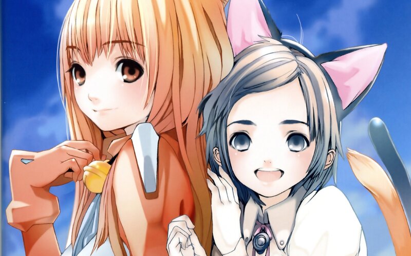 two anime girls with cat ears