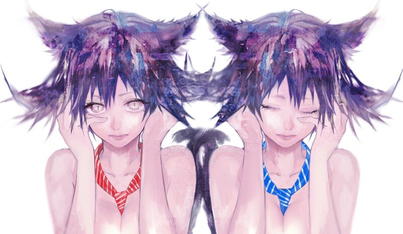 two anime girls with cat ears