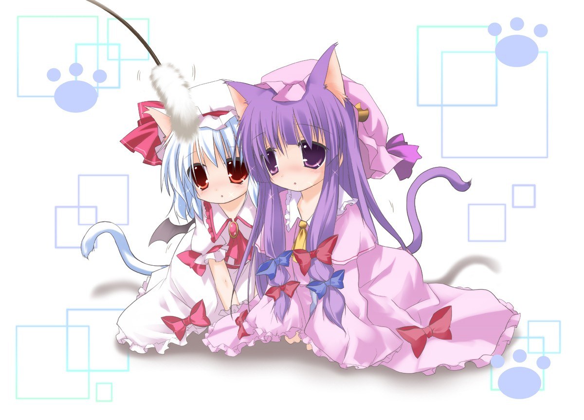 two anime girls with cat ears