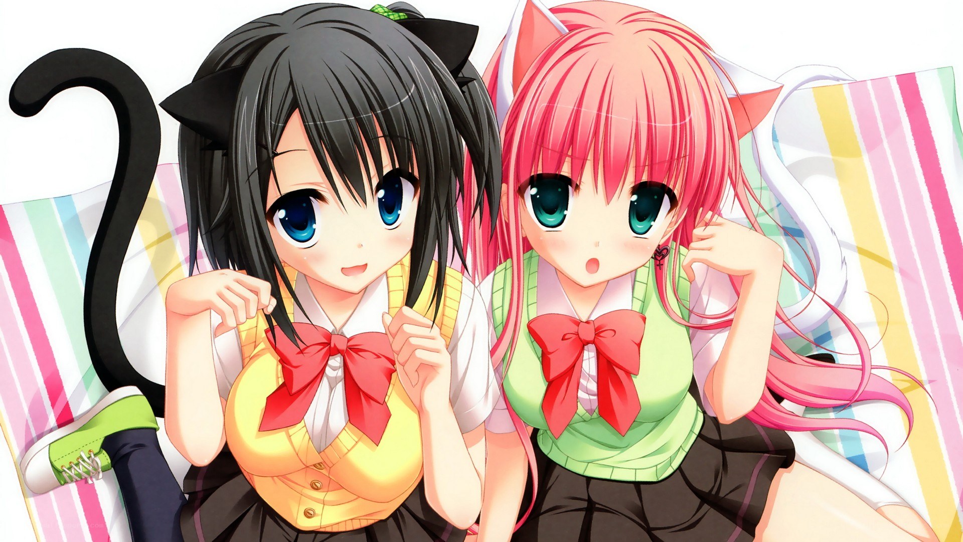 Two anime girls with cat ears