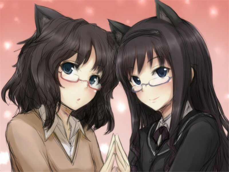 Two Anime Girls with Cat Ears — Pink, Sweet