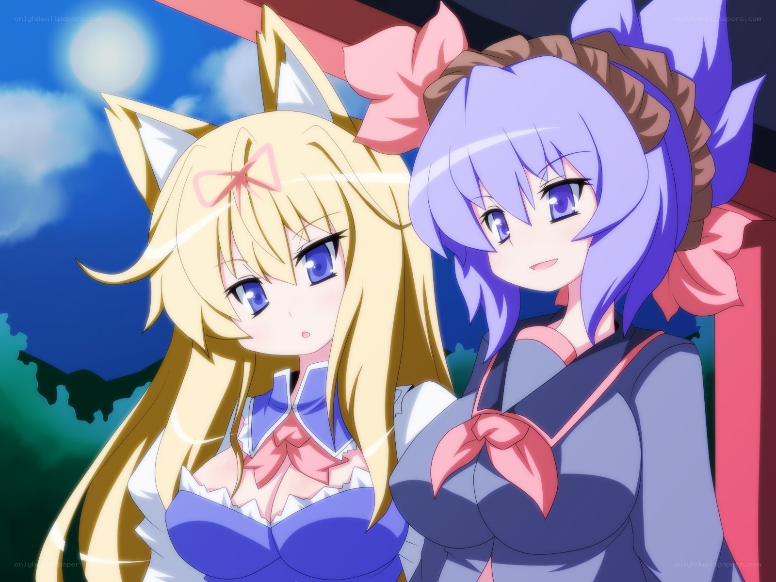 two anime girls with cat ears
