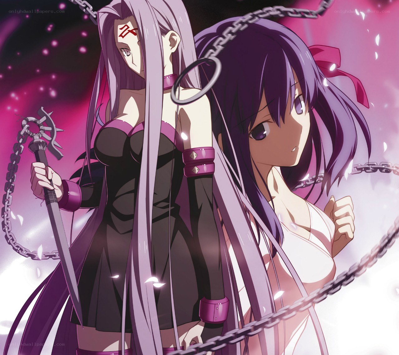 Two anime girls with chains