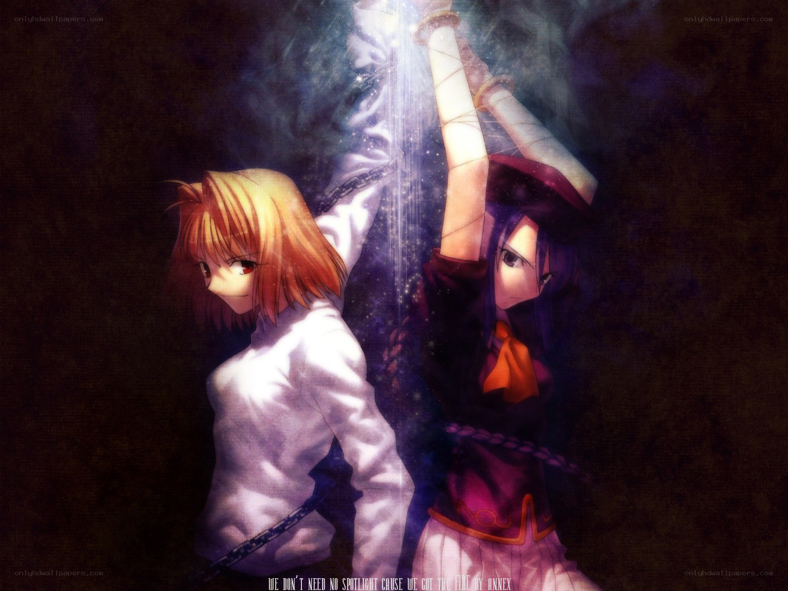 two anime girls with chains