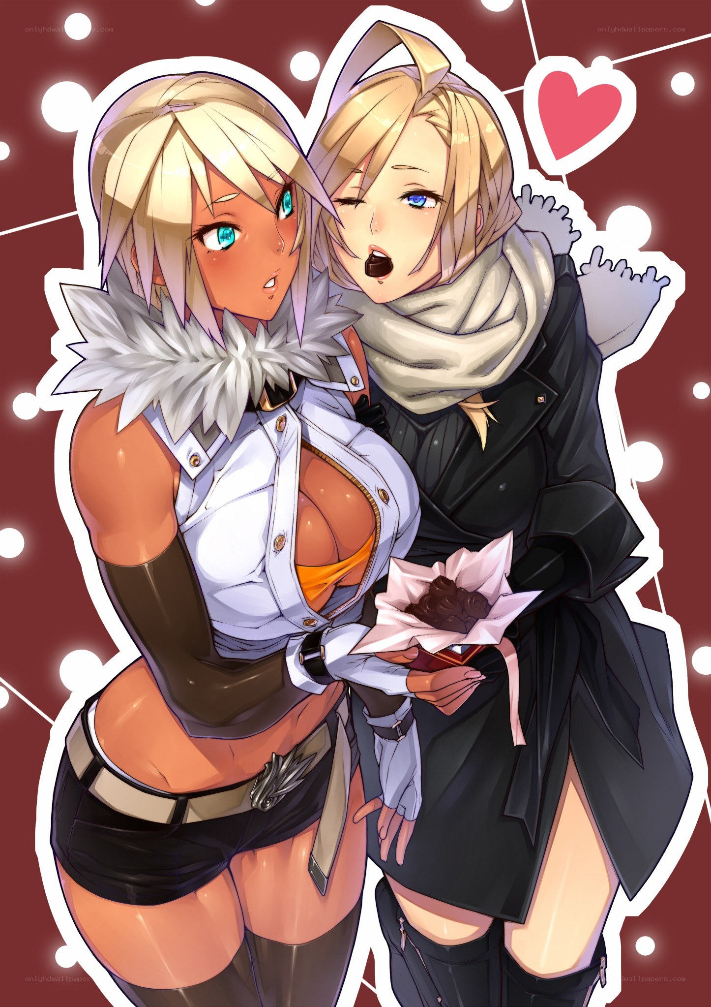 Two anime girls with chocolate