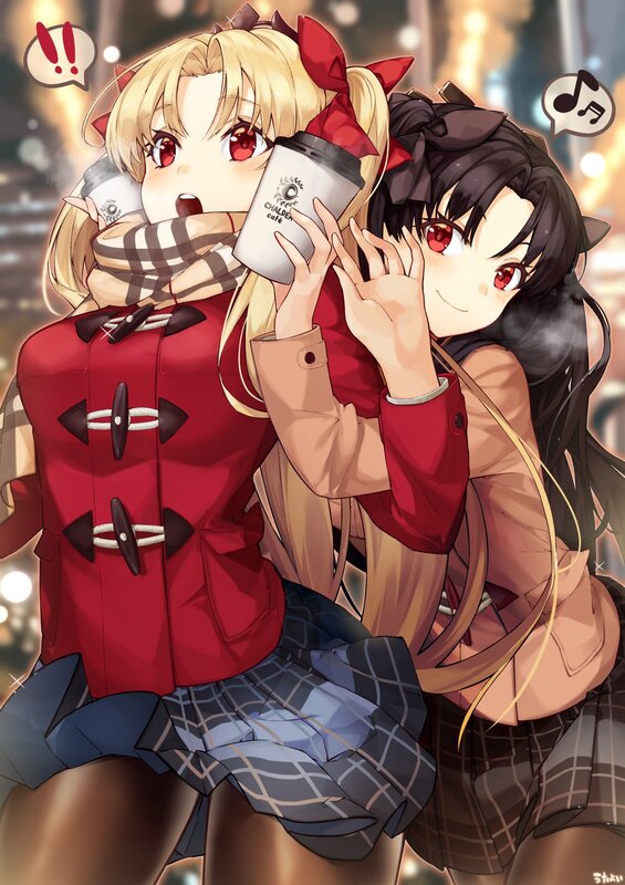 Two Anime Girls with Coffee
