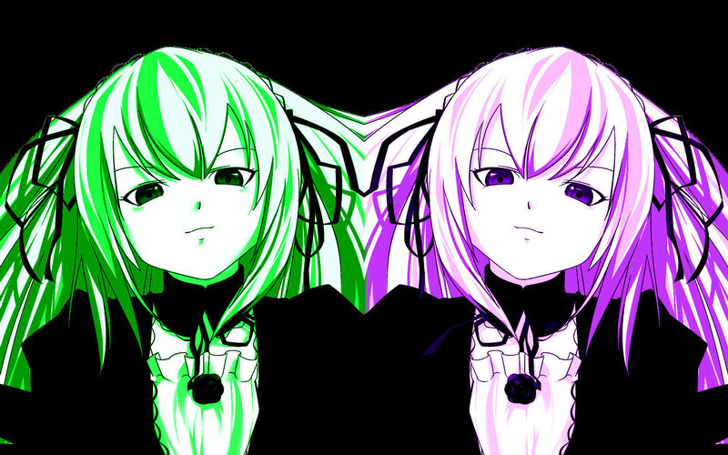two anime girls with colored hair