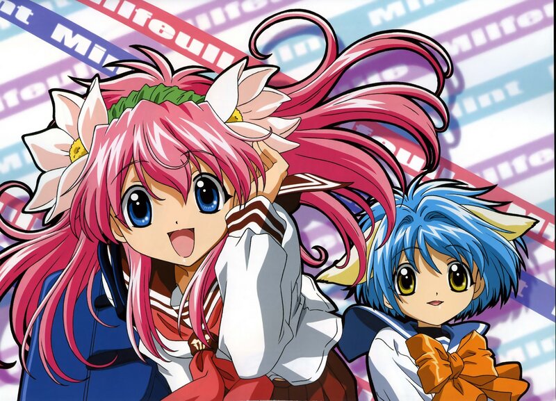 Two anime girls with colorful hair