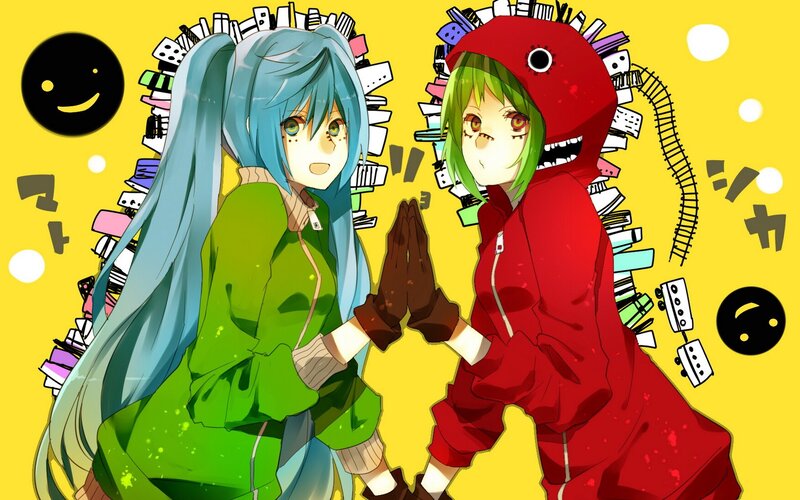 Two anime girls with colorful hair